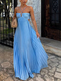 Plataz Women's Dress Sweet Sexy Slings With Chest Pressure Folds Big Pendulum Dress Solid Color Woman 8135 HZ0628