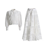 Plataz Court Retro Style 2025 Summer New Round-Neck Lantern Sleeve Shirt Plaster With Half-Dress Suit Woman