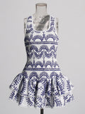 Plataz Summer Holiday Wind New U-Shaped Tie Design Super Short Lotus Edge Dress Woman