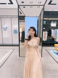 Plataz Design Heavy Industry Nails Pressed Folding Sling Dress In The Summer Of 2024 Beautiful Waist Thin Holiday Dress