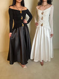 Plataz French Retro Style Dress 2025 Summer New Hanging Neck One-Word To Receive Waist Long Dress Dress Dress Dress