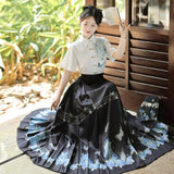 Plataz Design Fantasy Night Butterfly Chinese Style Improvement Han Elements Female Shirt Horse Face Dress Set 9081