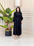 Plataz 2024 New Elegant Temperament Belt Belt Solid Color Collar Dress