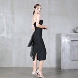 Plataz Banded Dress Summer New Temperament Sex High-Waisted Dinner Dress Brat Mesh Dress