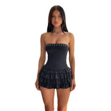 Plataz Breast Sexy-Back-Back Cake Dress Dress Female Temperament Hot Girl Super Short Dress DJPT