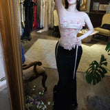 Plataz Flower Tector Blouse With Fishtail Half Skirt 2024 New Temperament Birthday Party Set