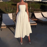 Plataz Sexy Women's Summer Wearing A Fish Bone Thoracic Dress Pure Style Hot Girl Repair In The Back Of The Long Dress HZ0628