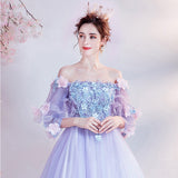 Plataz 2025 New Dream Purple Horn Sleeve Bride Wedding Toast Annual Performance Evening Dress