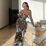 Plataz Summer New Slings Sexy Hollow Print Beach Beach Holiday Bag Hip Dress DJPT