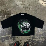 Plataz Vintage Men Cartoon H-Hang H-Hang PK T-Shirt American Kawai Long Dress Y2K Short Sleeves DJPT