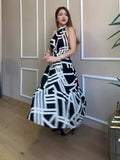 Plataz Summer New Fashion Temperament Round Collar Printing Dress