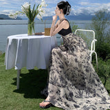 Plataz Sling Dress Summer New High-Waisted Splicing Strap Bra Dress Seaside Holiday Dress