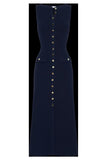 Plataz Summer New Temperament Sleeveless Round Collar Knitted Dress