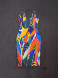 Plataz Body Print Sexy Slings With Thin Ass Dress Spice Girls High-Sensing Women's Temperament Dress
