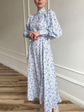 Plataz 2024 Gentle Wind Loose With Broken Flower And Ribbon Dress With Long Sleeve Long Sleeve Dress