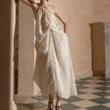 Plataz New Elegant Loose Folded Neck Dress Sexy Bare Sleeveless Holiday Dress