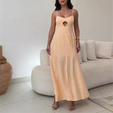 Plataz New Women's Fashion Casual Stew Hollow Bare Back Solid Color Sling Skirt