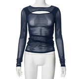 Plataz Women's Summer 2024 New Solid Color Long Sleeve Bottom Net Slamm Slamm An Empty Top DJPT
