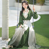 Plataz Design Green Chinese Style Improvement Han Elements Han Suit Women's Sling Dress Dress Set 8572