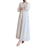 Plataz Women's Autumn 2024 Muslim Round Lantern Sleeve Elegant And Comfortable Dress