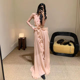 Plataz Oil/8 Colors 2025 Elegant Hanging Neck-Luck Holiday Flowers Unique Special Beach Dress