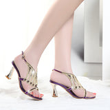 Plataz Wearing Sandals Women's Dress Coarse Heels Elegant Fashion Young Bohemian Water Drill Sandals High Quality Shoes