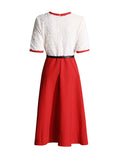Plataz Elegant Wind 2025 Summer New Heavy Industry Embroidery Beads Design Fake Two Waist Dress Dress Dress