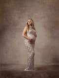 Plataz Drilled Pregnant Woman Photo Dress Shiny Big Diamond Glitter View Mesh Pregnant Woman Photography Dress Maternity