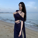 Plataz Sexy Seaside Travel Holiday Wind Inclined Shoulder Tightbage Bag Hip Fishtail Skirt Two Sets Early Autumn Wear