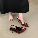 Plataz Famous Patent Leather Mirror Tip Finger-High High Heel Shoes 2025 New Back Empty Bows Shallow High-Heeled Sandals High Quality Shoes