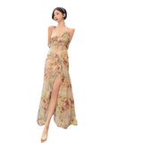 Plataz Floral Sexy Bareback Holiday Sling Dress Fairy Beach Long Dress Summer