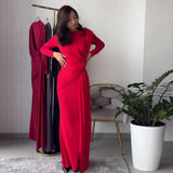 Plataz Sexy Fashion Round Collar Folds To The Waist To Repair The Solid Color Temperament Dress