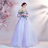 Plataz 2025 New Dream Purple Horn Sleeve Bride Wedding Toast Annual Performance Evening Dress
