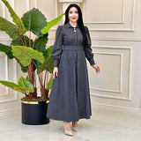 Plataz 2024 New Elegant Temperament Belt Belt Solid Color Collar Dress