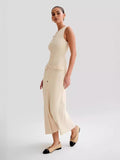 Plataz Summer New Temperament Sleeveless Round Collar Knitted Dress