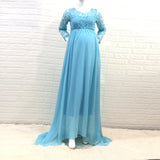 Plataz Woman Sexy Front Circle Long-Sleeved Flowers L Splicing Chiffon Skirt Pregnant Woman Photo Skirt 1174 Maternity