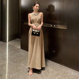 Plataz Temperament Famous Heavy Industry Birthday Annual Dress Dress Senior Purple Shoulderless Sleeveless Hanging Neck Dress Woman
