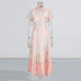 Plataz 2025 Summer New V-Neck Print Short-Sleeved Shirt + High-Rise Half-Dress Suit Woman