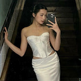 Plataz Boobs Tset Girded Short Waist Vest Girl In Niche Summer Fashion Set Hottie Top DJPT