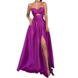 Plataz Women's New Famous Deep V Hollow Dress Open Fork Hollow Dress HZ0628