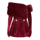 Plataz Temperament Elegant Style Velvet Skirt 2025 Summer New Bra Wearing More French Wool Design Dress Dress Woman
