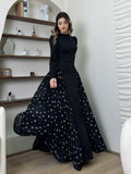 Plataz 2025 Temperament Long-Sleeved Design Round Collar Small Broken Floral Dress Dress Dress Woman
