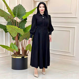 Plataz 2024 New Elegant Temperament Belt Belt Solid Color Collar Dress