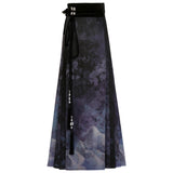 Plataz Design And Painting Chinese Style Improvement Han Elements Female Shirt Horse Face Dress Set 6935