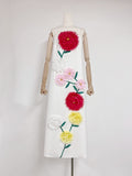 Plataz Large Flower Three-Dimensional Decoration Splicing 2025 New Solid Color Sling Skirt Loose Dress
