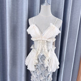 Plataz Design Feeling Heavy Industry Wrinkled Blouse Squint Fishtail Skirt High-End Two-Piece 2024 New