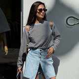 Plataz Women's Stripes Hit The Long-Sleeved Casual Autumn Shirt DJPT