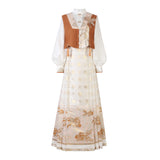 Plataz Goldfish Fireworks Chinese Wind Improvement Han Elements Women's Blouse Vest Skirt 8888