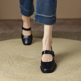 Plataz Retro Coarse Single-Shoe Women's Head High Heel 2024 New Women's Shoes With A Word With A Shallow Mouth Small Leather Shoes High Quality Shoes