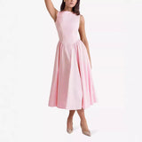 Plataz Summer Women's New French Dew Solid Color Premium Holiday Dress